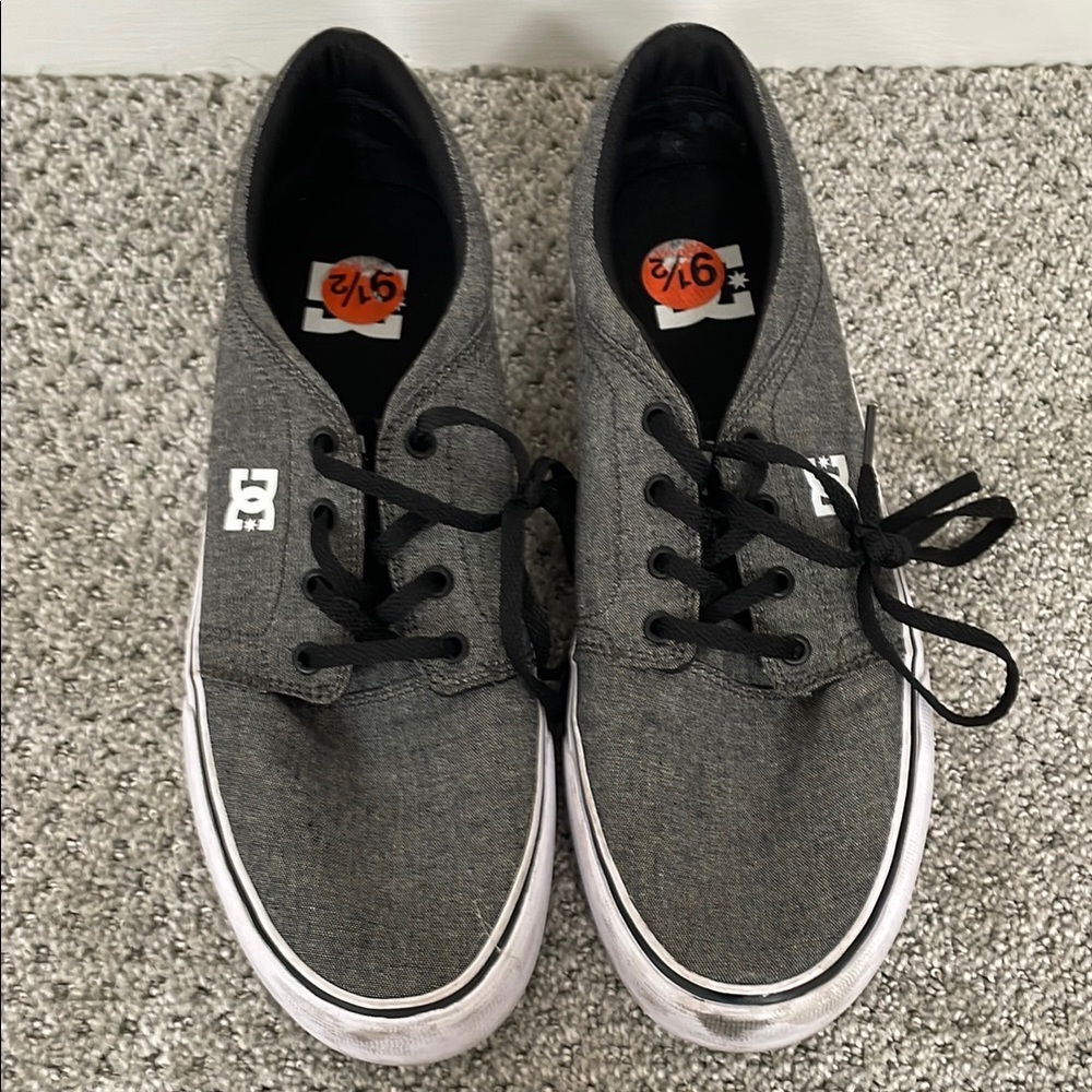 DC Gray and Black Skate Sneakers with Canvas Upper